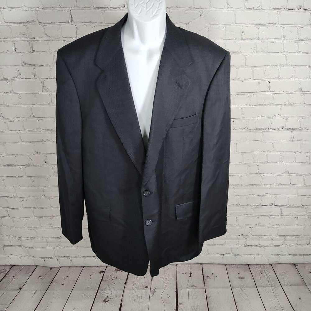 Louis Roth Single Breasted Birds Eye Knit Navy Three Button Mens Blazer Size 44R